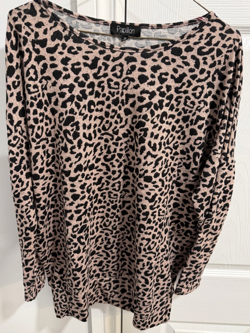 Maternity Papillon Blanc Blush Pink and Black Leopard Print Long Sleeve Top